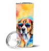 Beagle Hippie Dawg Stainless Steel Skinny Tumbler Vacuum Double Walled Reusable Insulated Tumbler Travel Cup for Coffee Cocktails Gift with Lid, 20 oz