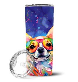 Chihuahua Hippie Dawg Stainless Steel Skinny Tumbler Vacuum Double Walled Reusable Insulated Tumbler Travel Cup for Coffee Cocktails Gift with Lid