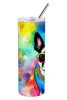 Boston Terrier Hippie Dawg Stainless Steel Skinny Tumbler Vacuum Double Walled Reusable Insulated Tumbler Travel Cup for Coffee Cocktails Gift with Li
