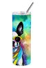 Boston Terrier Hippie Dawg Stainless Steel Skinny Tumbler Vacuum Double Walled Reusable Insulated Tumbler Travel Cup for Coffee Cocktails Gift with Li